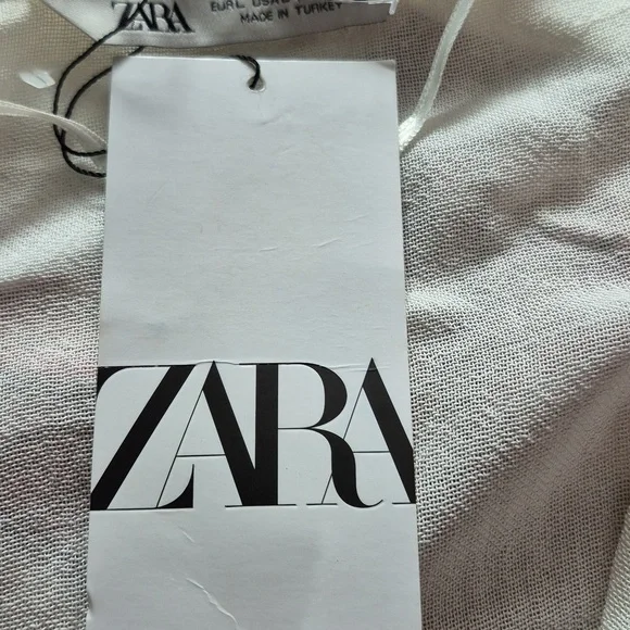 Zara White Ruffle Tie-Front FlounceTop SZ.L NWT - Picture 7 of 9